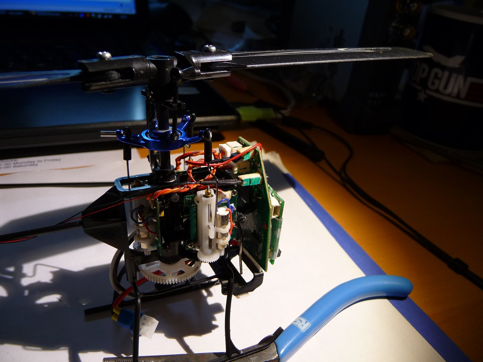 Plug the tail motor wires back in