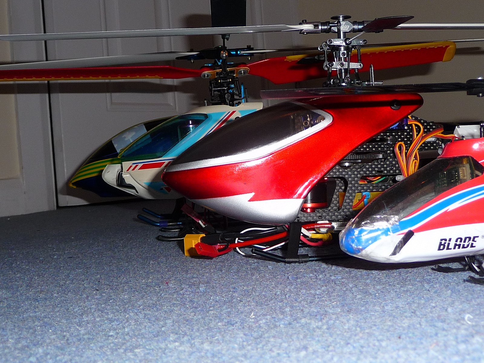 The Heli-Hack heli
fleet: Align Trex 450 copy, HoneyBee Fixed Pitch V1, HK250GT, Blade mCPX